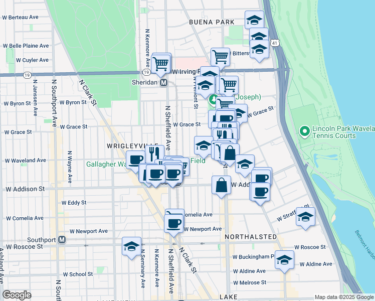map of restaurants, bars, coffee shops, grocery stores, and more near in Chicago