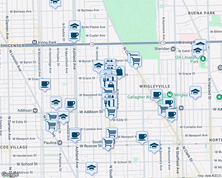 map of restaurants, bars, coffee shops, grocery stores, and more near in Chicago