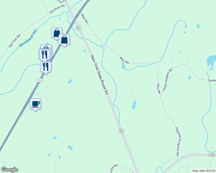 map of restaurants, bars, coffee shops, grocery stores, and more near 3508 Route 9G in Rhinebeck