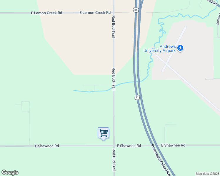map of restaurants, bars, coffee shops, grocery stores, and more near 9408 Red Bud Trail in Berrien Springs