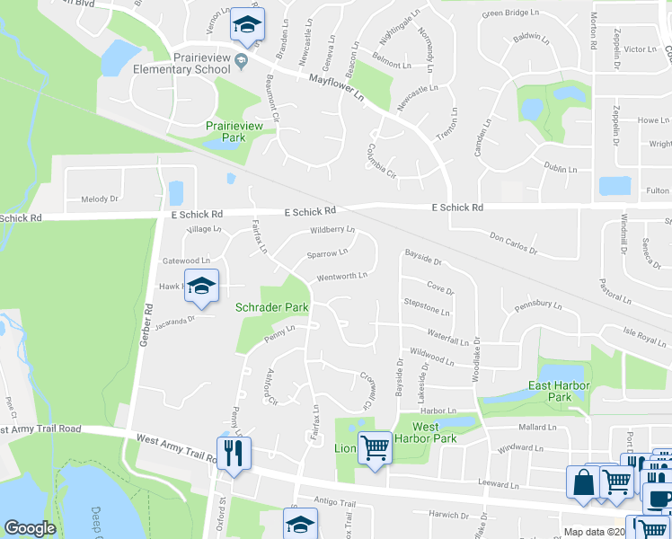 map of restaurants, bars, coffee shops, grocery stores, and more near 344 Wentworth Lane in Bartlett