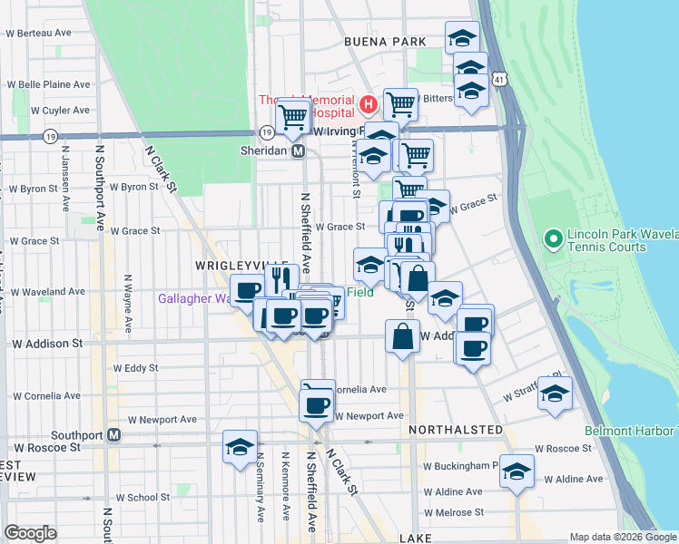 map of restaurants, bars, coffee shops, grocery stores, and more near in Chicago