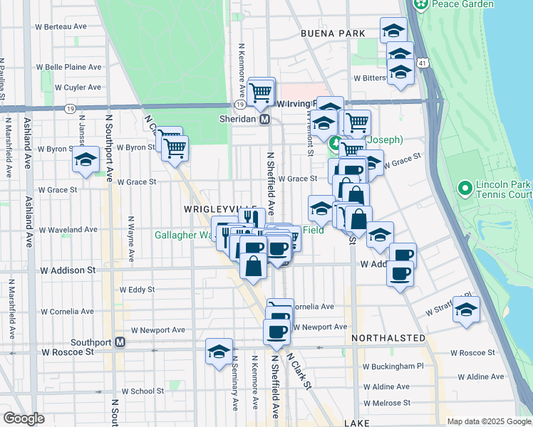 map of restaurants, bars, coffee shops, grocery stores, and more near in Chicago