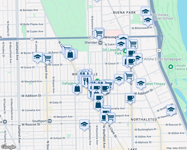 map of restaurants, bars, coffee shops, grocery stores, and more near 3701 North Kenmore Avenue in Chicago