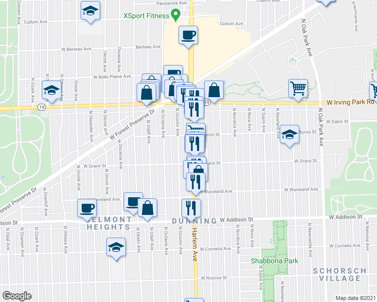 map of restaurants, bars, coffee shops, grocery stores, and more near in Chicago