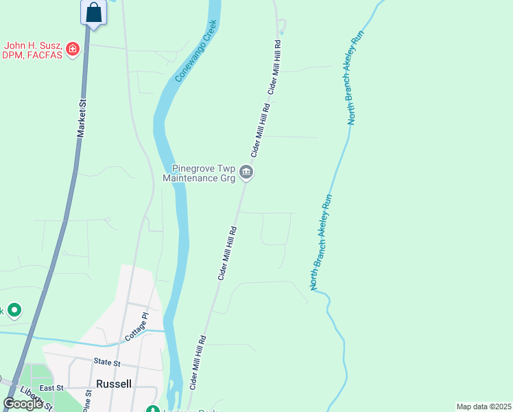 map of restaurants, bars, coffee shops, grocery stores, and more near 4 Valley View Dr in Russell
