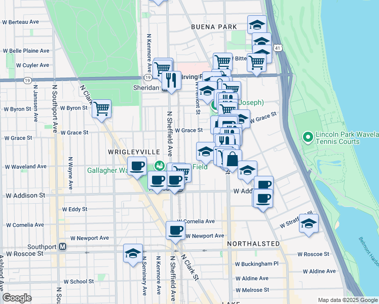 map of restaurants, bars, coffee shops, grocery stores, and more near in Chicago