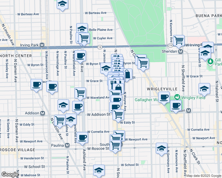 map of restaurants, bars, coffee shops, grocery stores, and more near 3754 North Southport Avenue in Chicago
