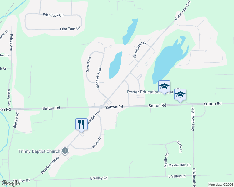 map of restaurants, bars, coffee shops, grocery stores, and more near 4223 Occidental Highway in Adrian