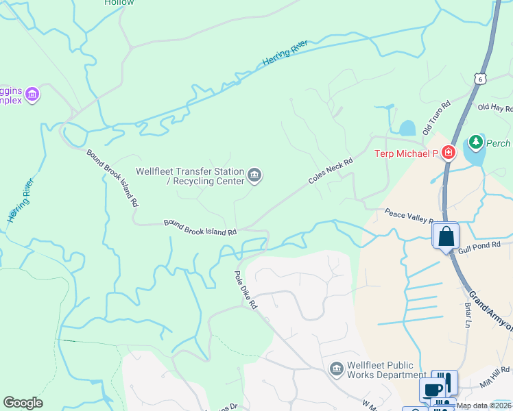 map of restaurants, bars, coffee shops, grocery stores, and more near 370 Coles Neck Road in Wellfleet
