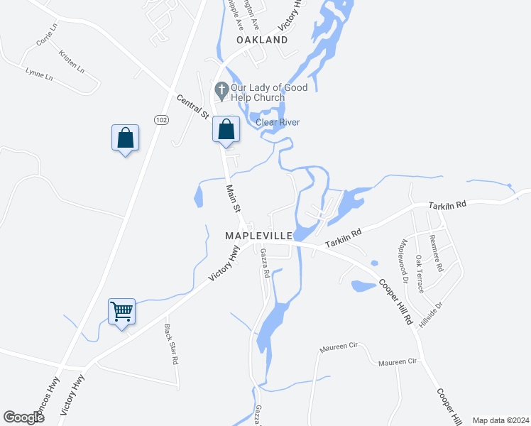 map of restaurants, bars, coffee shops, grocery stores, and more near 52 Casino Avenue in Burrillville
