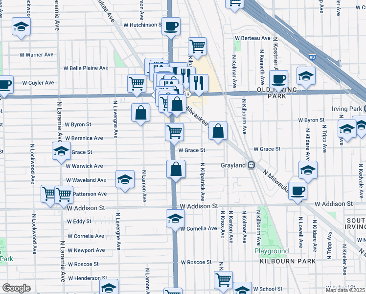map of restaurants, bars, coffee shops, grocery stores, and more near in Chicago