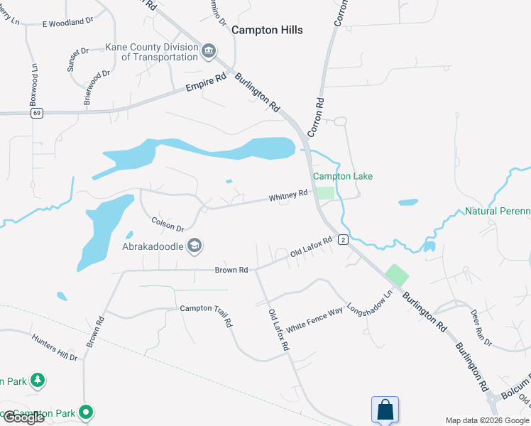 map of restaurants, bars, coffee shops, grocery stores, and more near 40W789 Whitney Road in St. Charles