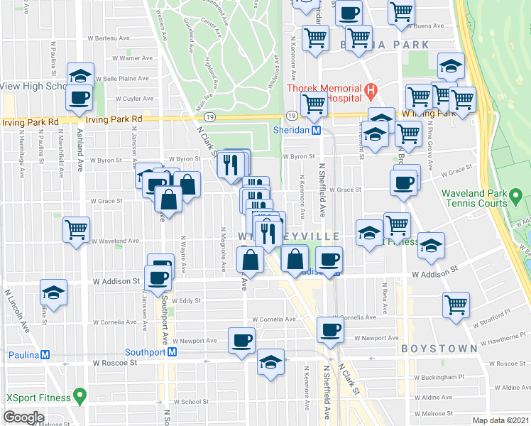 map of restaurants, bars, coffee shops, grocery stores, and more near 3730 North Clark Street in Chicago