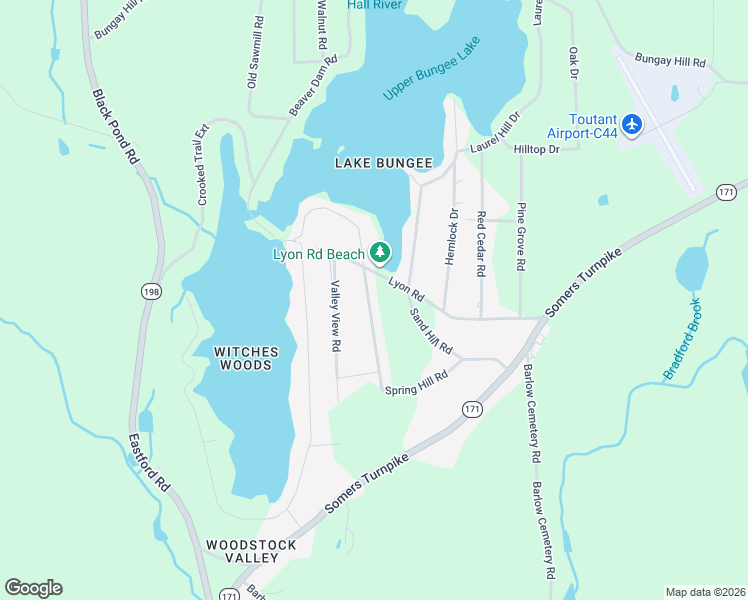 map of restaurants, bars, coffee shops, grocery stores, and more near 12 Little Bungee Hill Road in Woodstock