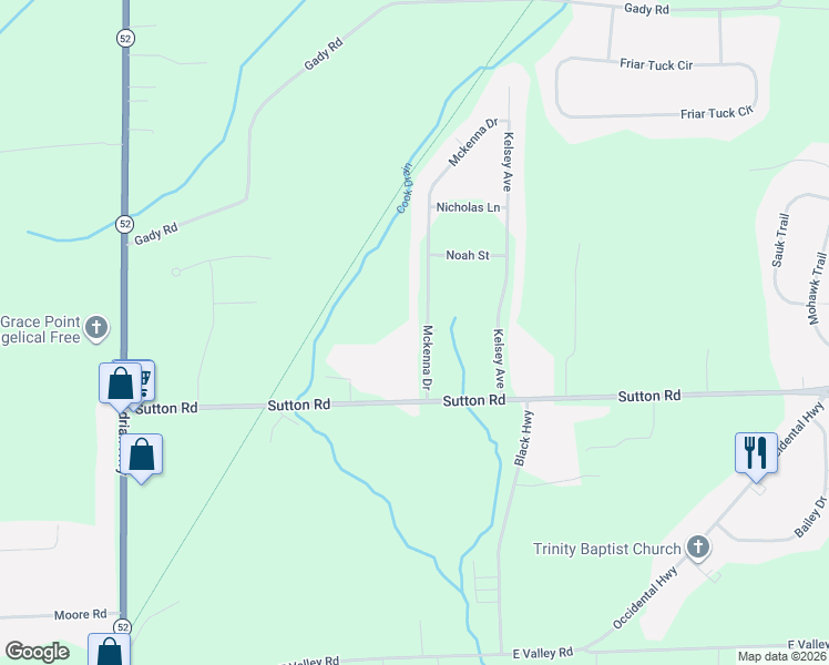 map of restaurants, bars, coffee shops, grocery stores, and more near 4144 Mckenna Drive in Adrian