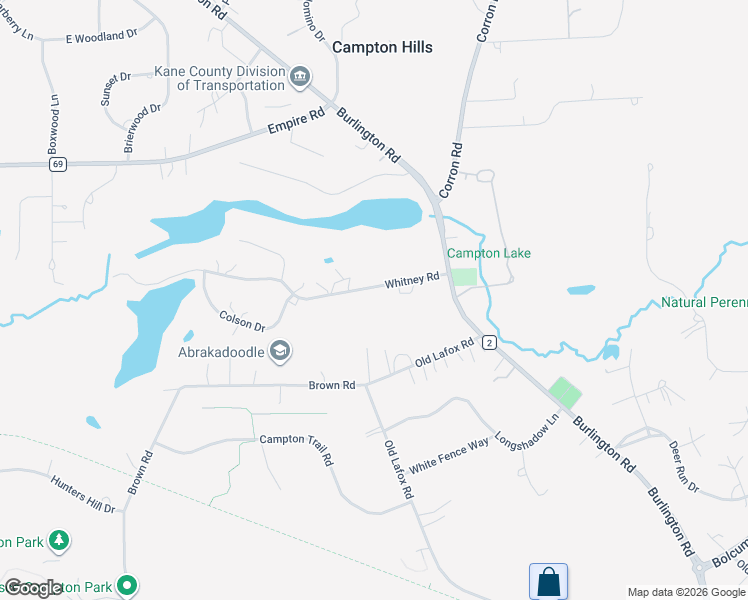 map of restaurants, bars, coffee shops, grocery stores, and more near 40W789 Whitney Road in St. Charles