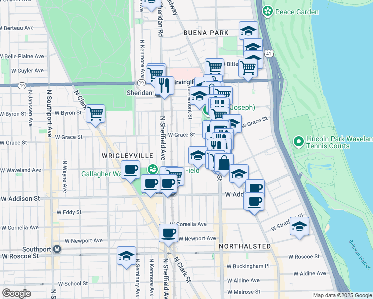 map of restaurants, bars, coffee shops, grocery stores, and more near in Chicago