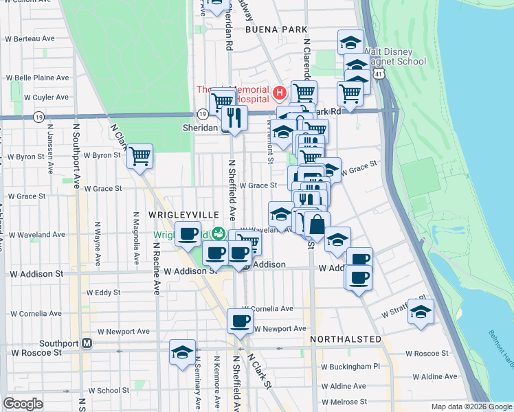 map of restaurants, bars, coffee shops, grocery stores, and more near in Chicago