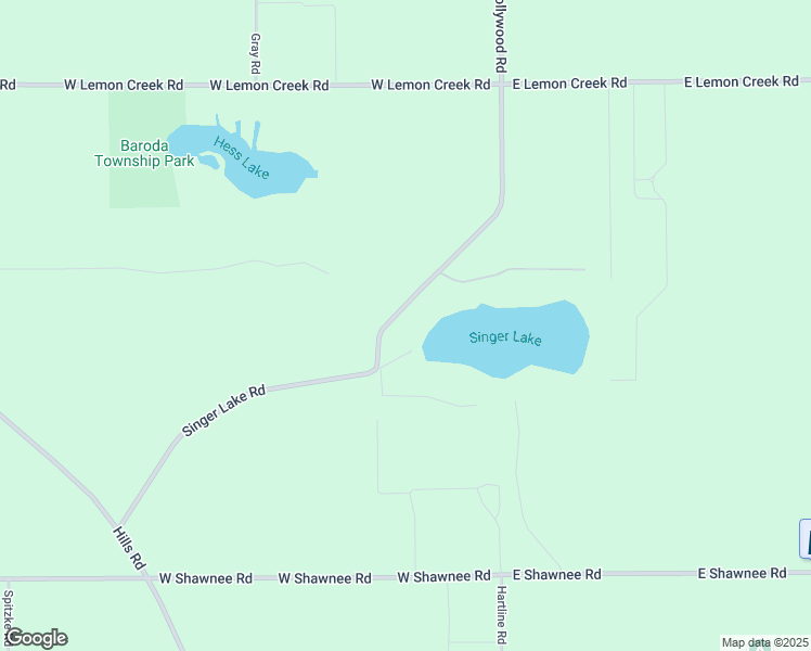 map of restaurants, bars, coffee shops, grocery stores, and more near 10325 Singer Lake Road in Baroda