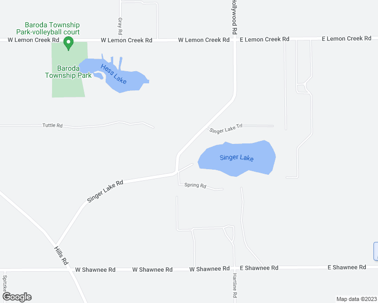 map of restaurants, bars, coffee shops, grocery stores, and more near 10325 Singer Lake Road in Baroda