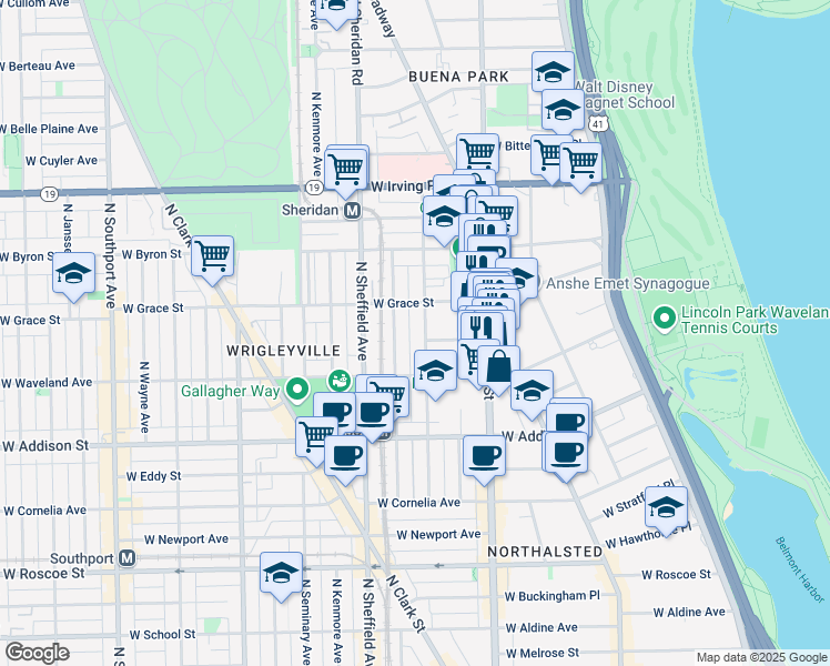 map of restaurants, bars, coffee shops, grocery stores, and more near in Chicago