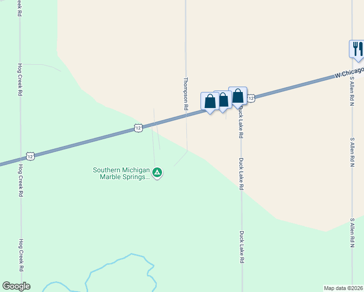 map of restaurants, bars, coffee shops, grocery stores, and more near 9331 West Chicago Road in Allen