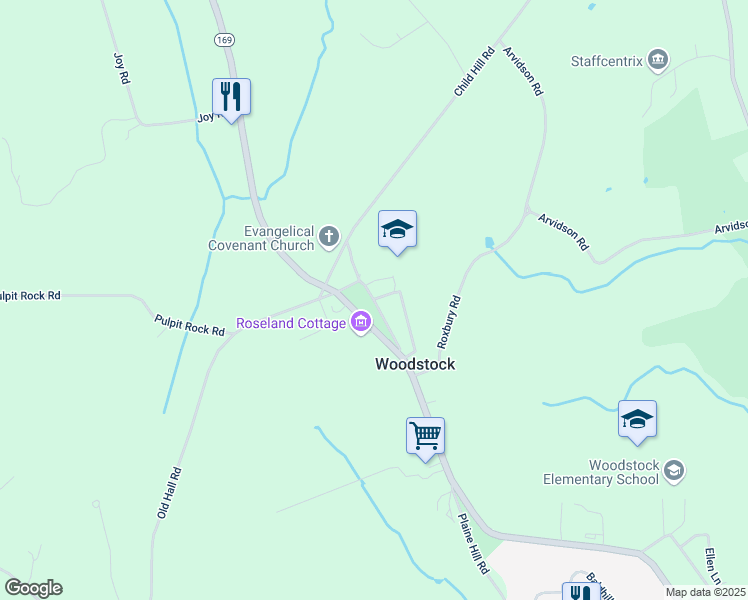 map of restaurants, bars, coffee shops, grocery stores, and more near Academy Road in Woodstock