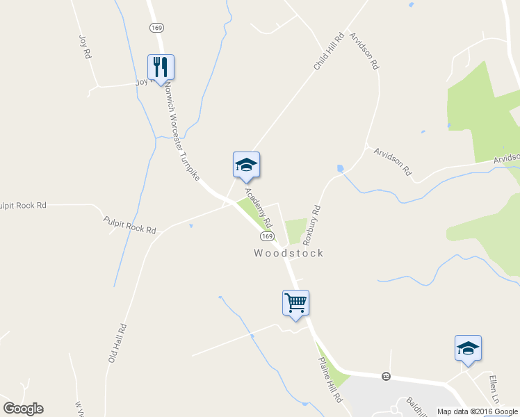 map of restaurants, bars, coffee shops, grocery stores, and more near Academy Road in Woodstock