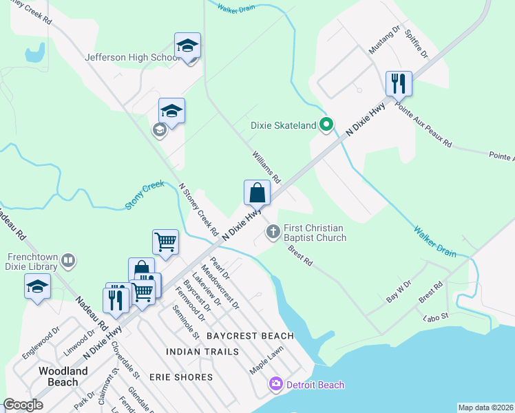 map of restaurants, bars, coffee shops, grocery stores, and more near 5007 North Dixie Highway in Monroe County