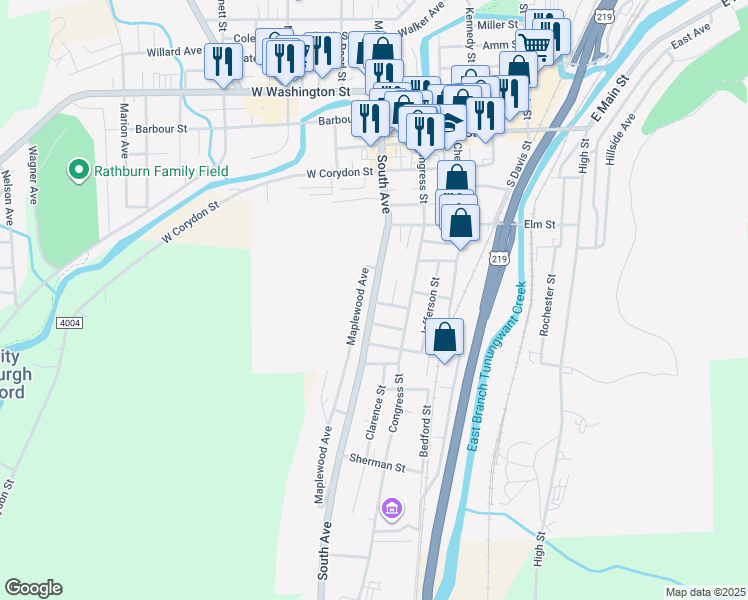 map of restaurants, bars, coffee shops, grocery stores, and more near 12 Potter Street in Bradford
