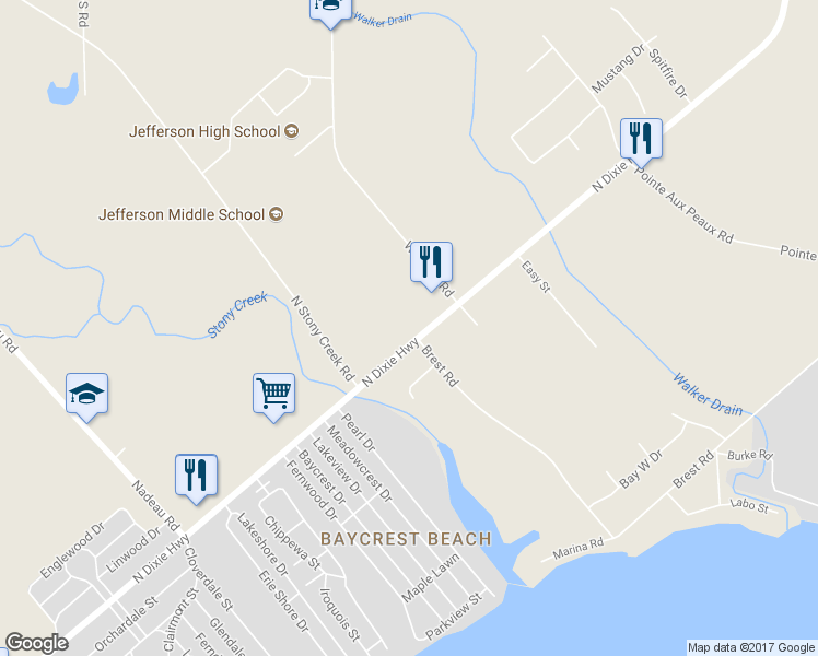 map of restaurants, bars, coffee shops, grocery stores, and more near 5015 North Dixie Highway in Monroe County