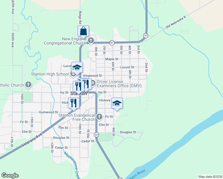 map of restaurants, bars, coffee shops, grocery stores, and more near 600 Ivy Street in Stanton