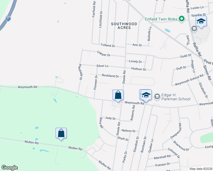 map of restaurants, bars, coffee shops, grocery stores, and more near 10 Pilgrim Circle in Enfield