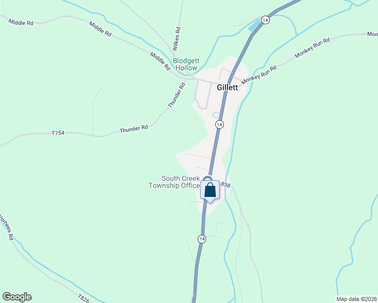 map of restaurants, bars, coffee shops, grocery stores, and more near Glen Street in Gillett