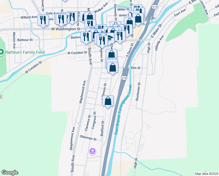map of restaurants, bars, coffee shops, grocery stores, and more near 500 Chestnut Street in Bradford