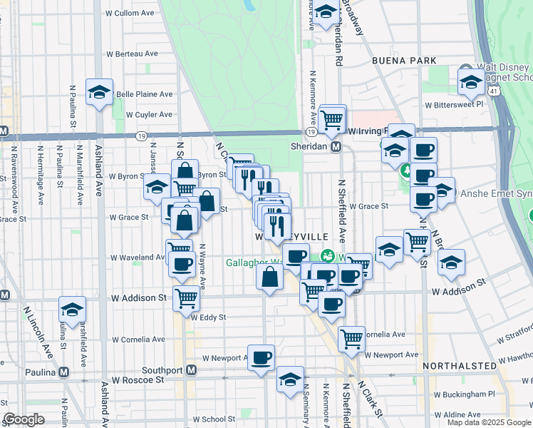 map of restaurants, bars, coffee shops, grocery stores, and more near 3730 North Clark Street in Chicago