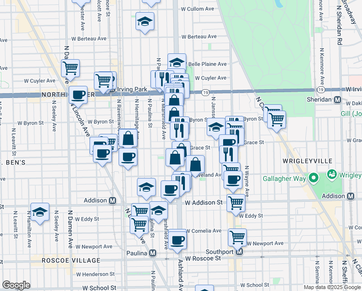 map of restaurants, bars, coffee shops, grocery stores, and more near in Chicago