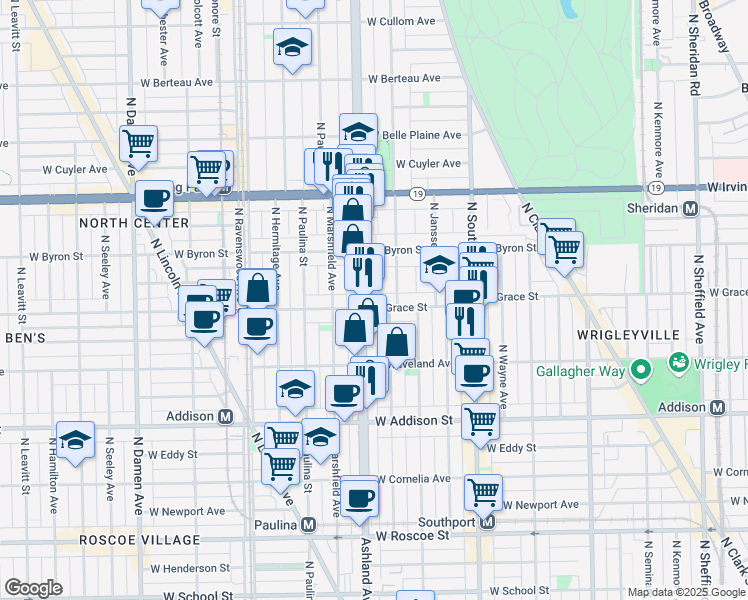 map of restaurants, bars, coffee shops, grocery stores, and more near in Chicago