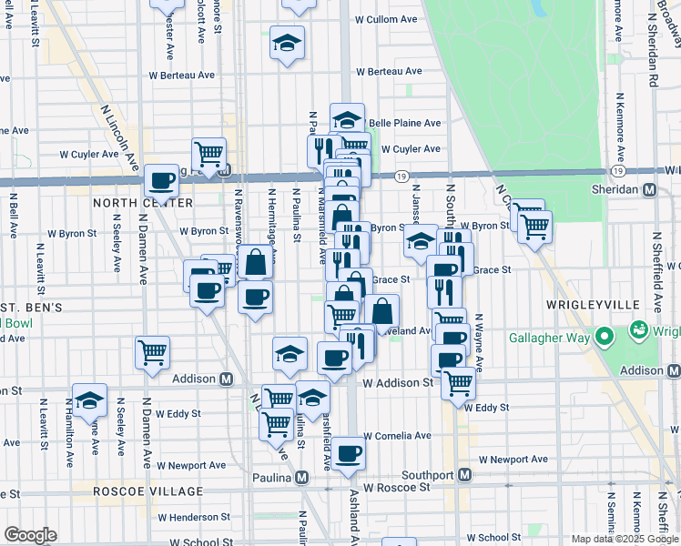 map of restaurants, bars, coffee shops, grocery stores, and more near in Chicago