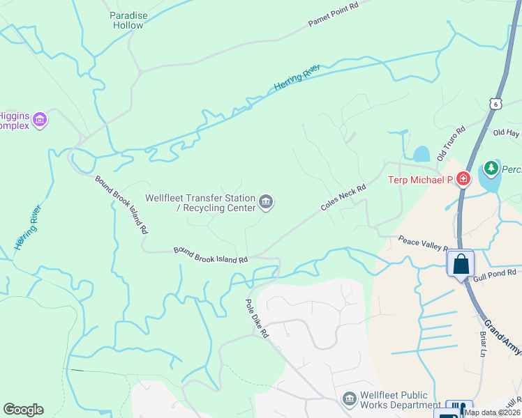 map of restaurants, bars, coffee shops, grocery stores, and more near 370 Coles Neck Road in Wellfleet