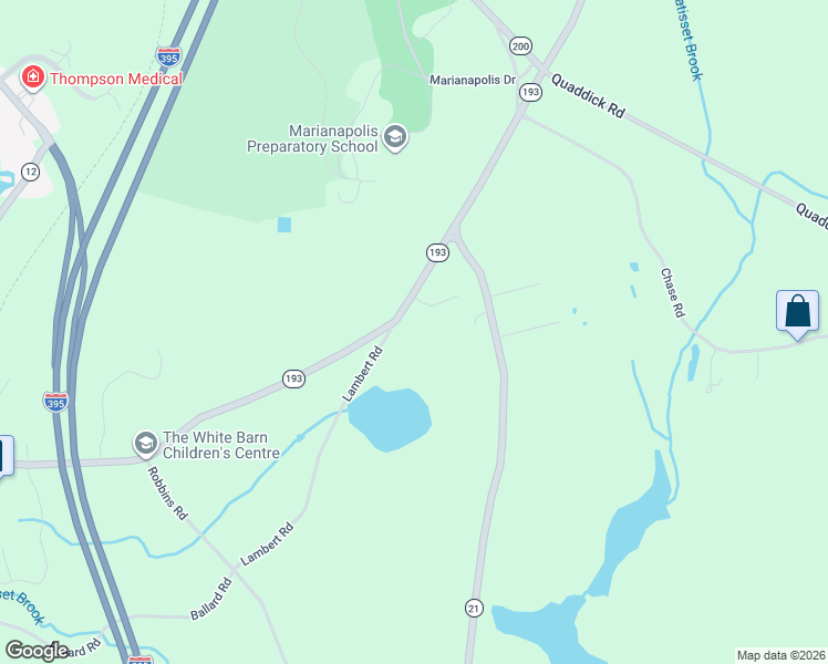 map of restaurants, bars, coffee shops, grocery stores, and more near 229 Thompson Road in Thompson
