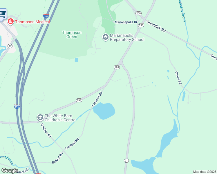 map of restaurants, bars, coffee shops, grocery stores, and more near 229 Thompson Road in Thompson
