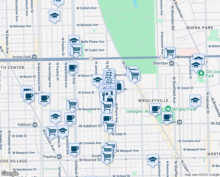 map of restaurants, bars, coffee shops, grocery stores, and more near 3754 North Southport Avenue in Chicago
