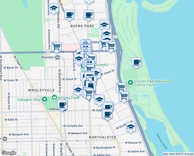 map of restaurants, bars, coffee shops, grocery stores, and more near in Chicago