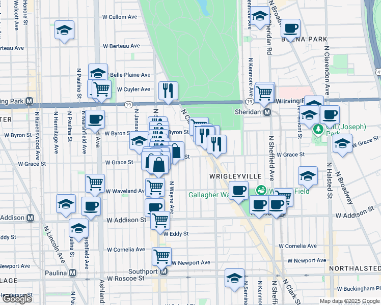 map of restaurants, bars, coffee shops, grocery stores, and more near in Chicago