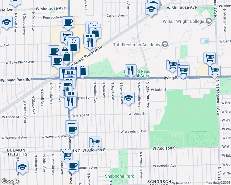 map of restaurants, bars, coffee shops, grocery stores, and more near in Chicago