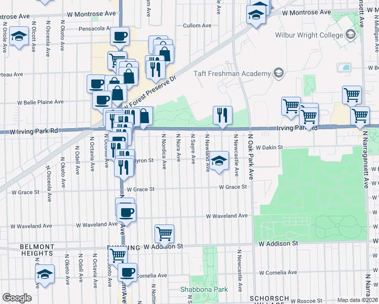 map of restaurants, bars, coffee shops, grocery stores, and more near in Chicago