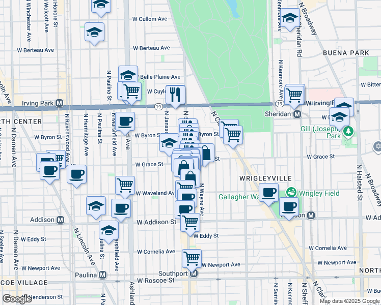 map of restaurants, bars, coffee shops, grocery stores, and more near 3846 North Southport Avenue in Chicago