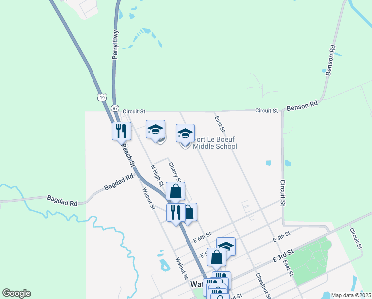 map of restaurants, bars, coffee shops, grocery stores, and more near 865 Cherry Street in Waterford